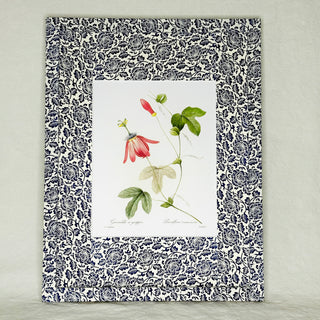 Framed Botanical in blue/white floral letterpress paper