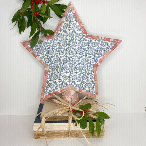 Holiday Treetop Star Light Blue Floral/Pink Marble