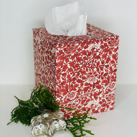 Tissue Box Cover in Red Floral