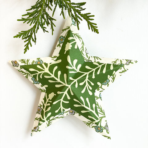 Hanging star in bright green leaf/multi color floral