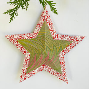 Hanging star in green marble/red white floral