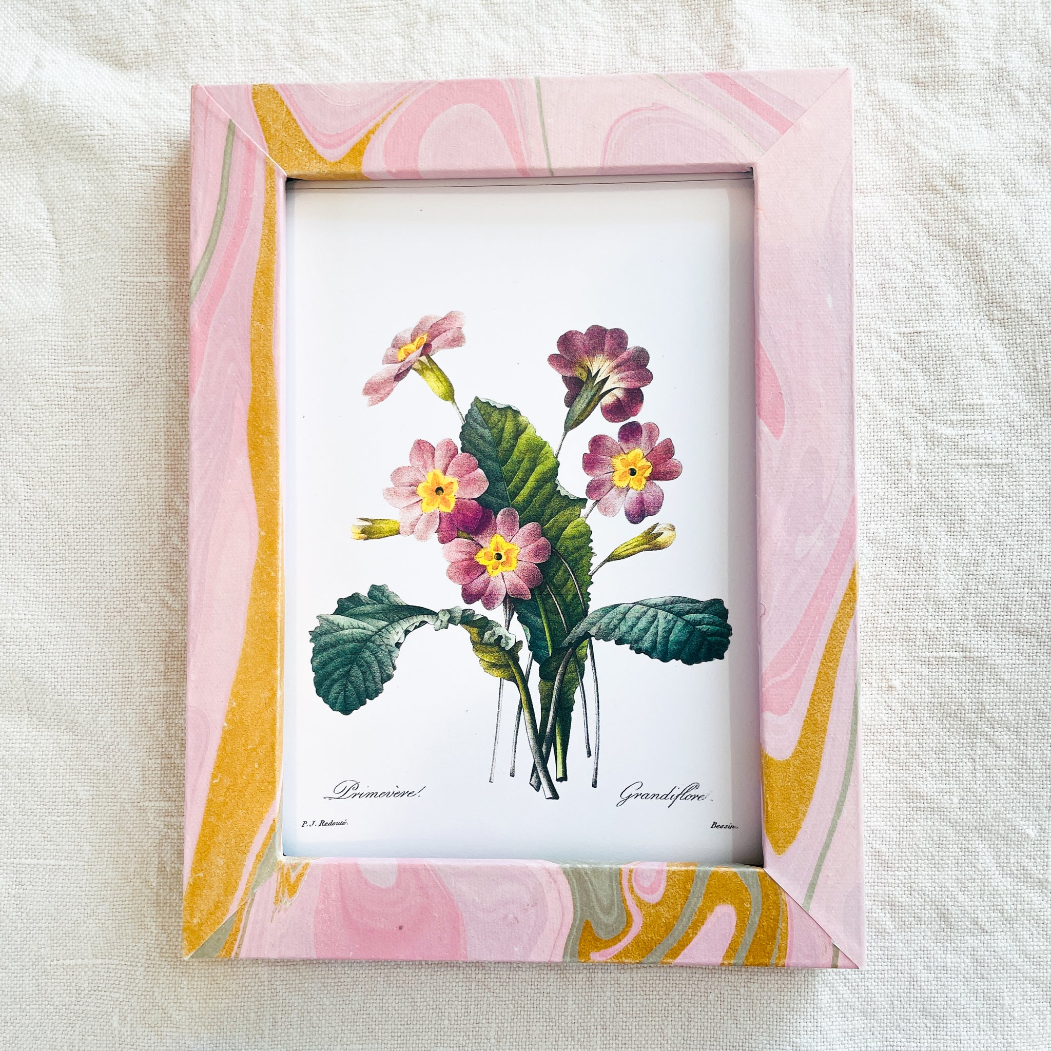 photo/botanical frame in pink/gold marble