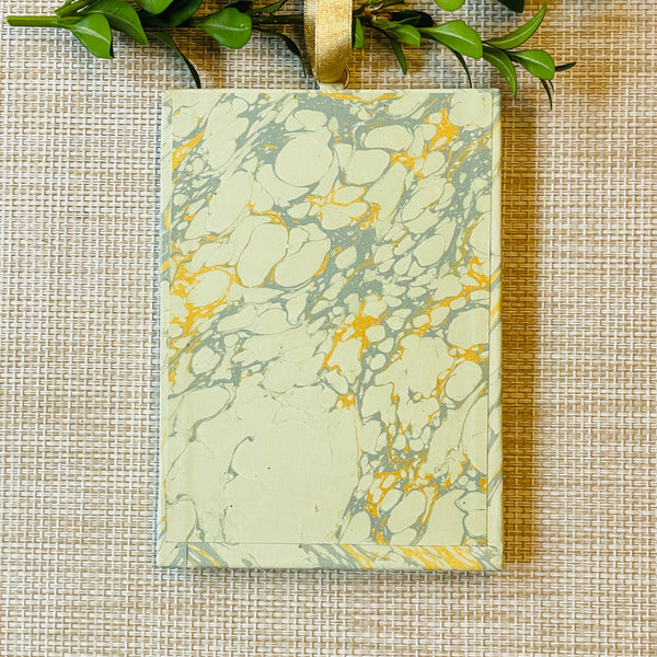 Petite hanging photo frame in dark green floral/gold floral