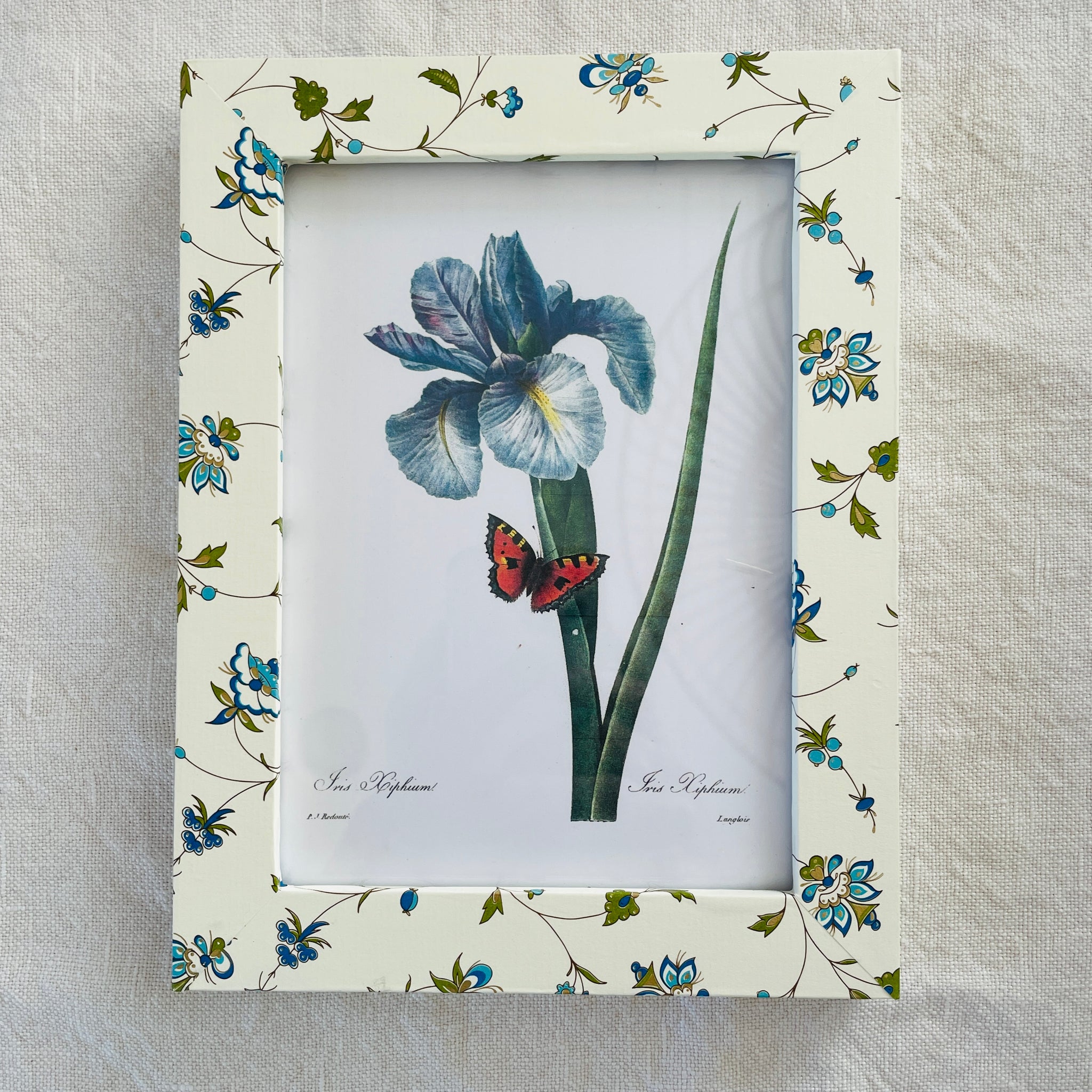 Photo/botanical frame in delicate cream and blue