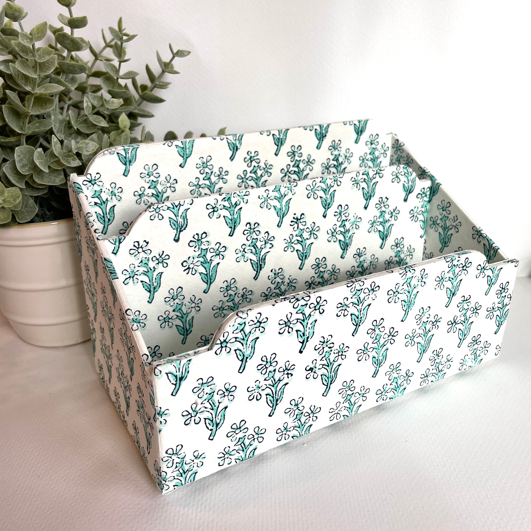 Letterbox in aqua flowers