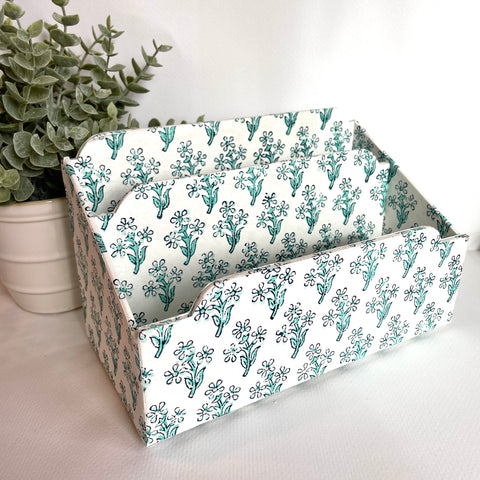 Letterbox in aqua flowers