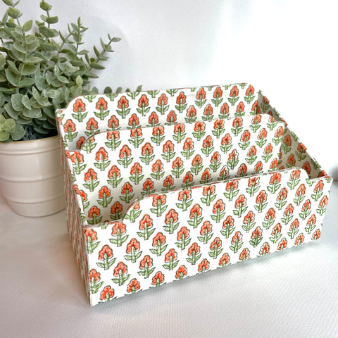 Letterbox in orange floral block print