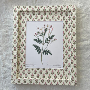 Framed Botanical in pink/green Blockprint