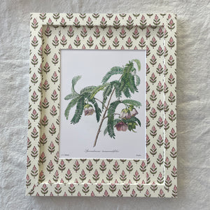 Framed Botanical in pink/green Blockprint